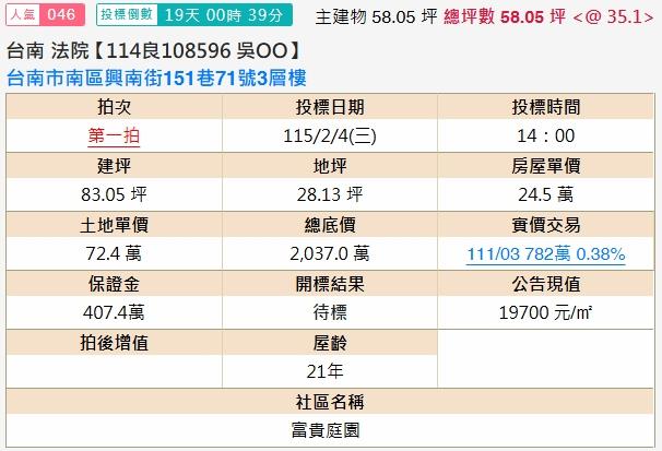 台南南區透天法拍-2